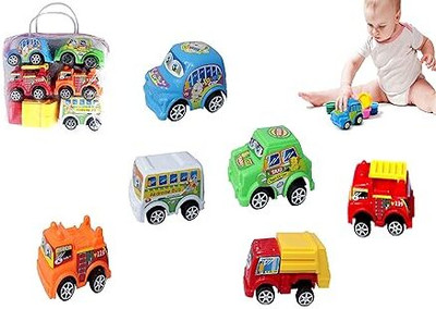 hda group Set of 6 Pull Back Push and Go Vehicles Car Toy Set for Toddler Kids(Multicolor, Pack of: 1)