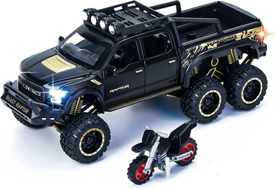 SVE 6 Wheels Ford Raptor Car 1:24 Metal Die Cast Model With Lights Sound Open Door(Multicolor, Pack of: 1)