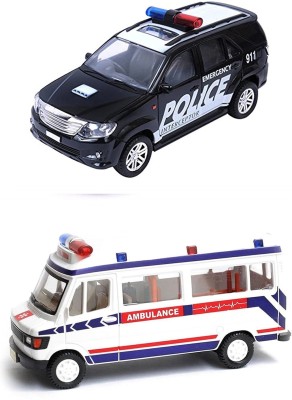Kidsaholic Combo of 1 Die Cast Ambulance & 1 Interceptor Pull Back Car(Multicolor, Pack of: 1)