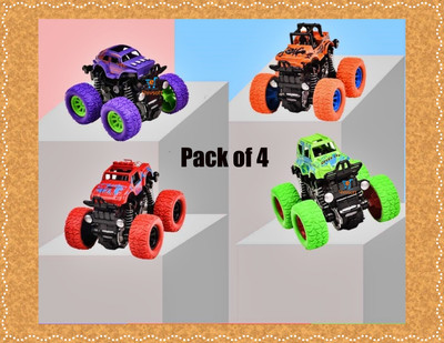 Shivsoft Cars Toys for Boys Mini Monster Trucks 4wd Friction Powered Cars for KidsN392(Multicolor, Pack of: 4)