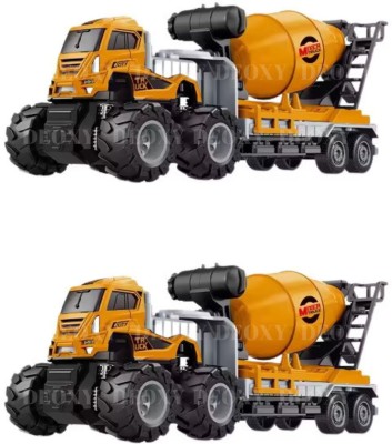 deoxy pack of 2 1:43 4WD Diecast Alloy Cement Mixer Transport Truck Toys(Yellow, Pack of: 2)