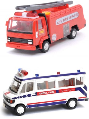 Kidsaholic Plastic Ambulance Toy & fire truck Car for Kids(White, Red, Pack of: 1)
