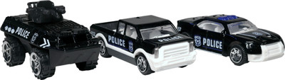speedyz DIE CAST 3PC 1:64 CAR SET POLICE FREE WHEEL(Black, Pack of: 3)