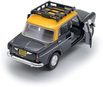 FUN FACTORY Ambassador Bombay Taxi Car Toy for Kids, Pull Back Action, Openable Doors(Black)