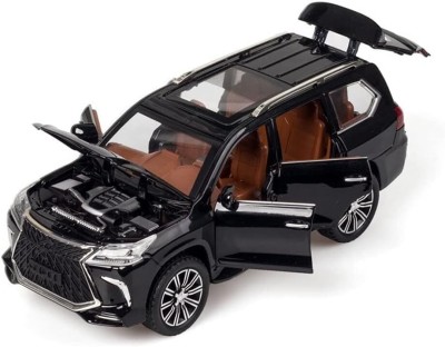 DEUSON ECOM 1:24 Diecast Metal Car Model LX 570 Toy Cars for kids Pull Back with Light Sound(Black, Pack of: 1)