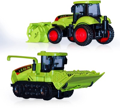 PINQUE Tractor with Trolley and Harvester Agriculture Farmer Vehicle Toy Set Kids(Multicolor)