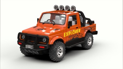 centy Explorer Adventure 4x4 all Terrain Tires with stepney Pull Back Action Toy(Rust, Pack of: 1)