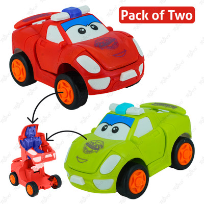 Toyco Convertible from Car to Robot Friction Powered Toy Combo Car Set for Kids(Multicolor, Pack of: 2)