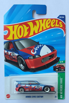 HOT WHEELS HW REVERSE RAKE 5/5 HONDA CIVIC CUSTOM TOY CAR(Blue, Red, Pack of: 1)