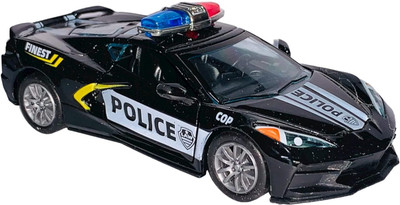 Magicwand 1:36 Scale Die-Cast Corvette C8 Police with Openable Doors & Pull Back Action(Black, Pack of: 1)
