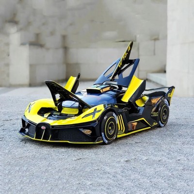 UKAXA 124 Car Toy for Kids Diecast Metal Car Bugatti Bolide Boy Lights Music Pull Back(Yellow, Pack of: 1)