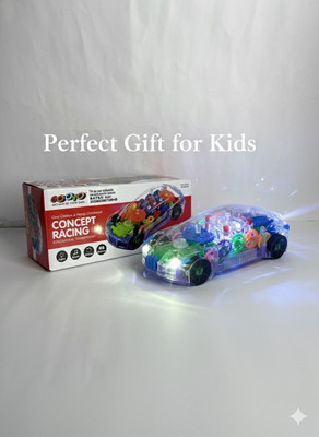Toybuzz Transparent Gear Car with 3D Lights & Music for Kids(Multicolor, Pack of: 1)