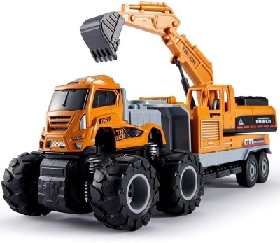 UKAXA 2 in 1 JCB Bulldozer Plastic Excavator Construction Toy Vehicle Unbreakable toys(Yellow, Pack of: 1)