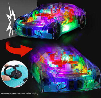 JR CLUB Transparent Musical Concept Racing Car with 3D Flashing LED Lights for Kids-474(Multicolor)