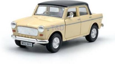 premium toyz Centy Queen 70's Fiat padmini toy car for kids Pull back Action(Cream, Pack of: 1)