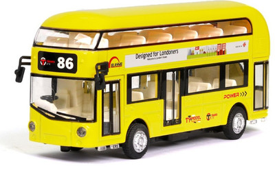 SKBD Die-cast Metal Alloy London Long Bus Double Decker Bus SKD(Yellow, Pack of: 1)