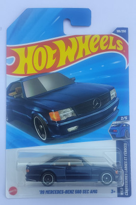 HOT WHEELS WILD WIDEBODY 89MERCDES BENZ 560 SEC AMGTOY CAR(Blue, Pack of: 1)