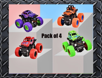 Shivsoft Cars Toys for Boys Mini Monster Trucks 4wd Friction Powered Cars for KidsN326(Multicolor, Pack of: 4)