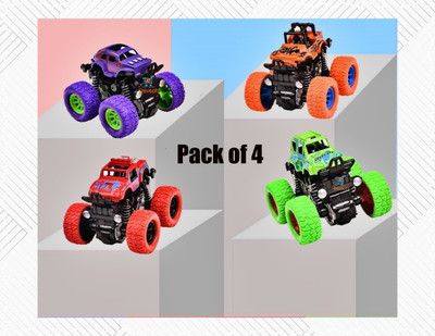 Shivsoft Cars Toys for Boys Mini Monster Trucks 4wd Friction Powered Cars for KidsN495(Multicolor, Pack of: 4)