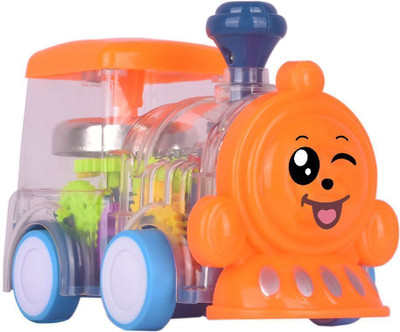 ToysCharm Transparent Gear Train Engine Toy with Colorful Lighting, Metal Bell Sound(Multicolor, Pack of: 1)