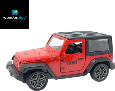 WonderPlay Thar Die-Cast Open Door Model Car with light and Music 1:32 Scale(Red, Orange, White, Pack of: 1)