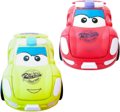 Rvanco Unbreakable 2-in-1 Transforming Car Toys for Kids | Push & Go Friction Cars(Light Green & Red,Toy for Boys & Girls, Pack of: 2)