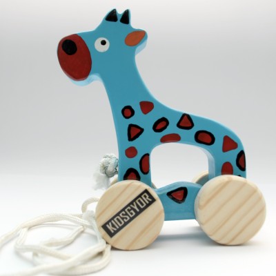 kidsgyor Wooden Push & Pull Along Toy Giraffe Speed The Process of Learning to Walk(Sky Blue, Red, Black, Pack of: 1)