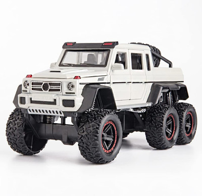DEZICON 1:24 Alloy Die Cast Metal Car AMG GTR 6X6 Car Light Sound Openable Door Pullback(White, Pack of: 1)