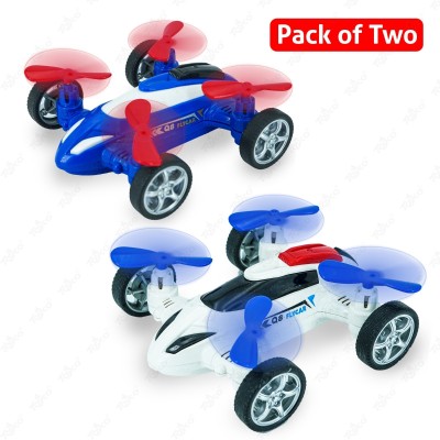 Toyco Quadcopter Friction Powered Drone Car Combo Toy for Kids (No Batteries Required_(Multicolor, Pack of: 2)