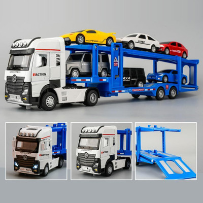 DIKUJI ENTERPRISE Car Truck Toy 7-in-1 Transport Diecast Truck with Sounds Lights Pull Back(Multicolor, Pack of: 1)