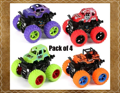 Shivsoft Cars Toys for Boys Mini Monster Trucks 4wd Friction Powered Cars for KidsN103(Multicolor, Pack of: 4)