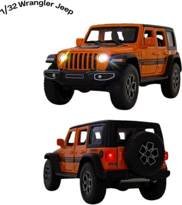 Arizuul 1/32 Die-Cast Jeep Wrangler Rubicon Toy Car Pull Back Action Off-Road Vehicle(Black, Green, Orange, Pack of: 1)