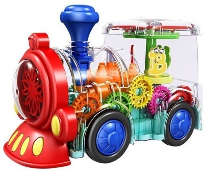 N2J2 SHOP Transparent Gear Train with 3D Light & Sound Effects 360 Degrees Rotating Transparent Simulation Mechanical Train Toy for Boys Girls Kids(Multicolor)(Multicolor, Pack of: 1)