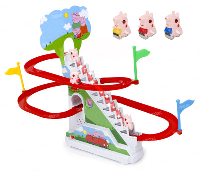 FIDDLERZ Automatic Stair-Climbing Toy Set Funny Pig Race Track Set Light & Sound Toys(Multicolor, Pack of: 1)