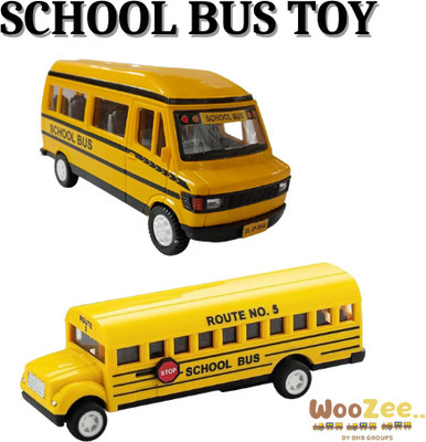 WooZee SCHOOL BUS TOY COMBO WITH OPEN DOORS ||PULL BACK ACTION||ABS PLASTIC||KIDS TOYS(Yellow, Pack of: 2)