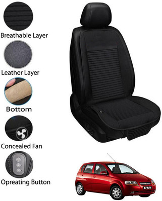 AYW Leather Seating Pad For  Chevrolet Aveo Uva(Front Seat Black)