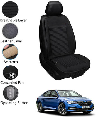 AYW Leather Seating Pad For  Skoda Superb(Front Seat Black)