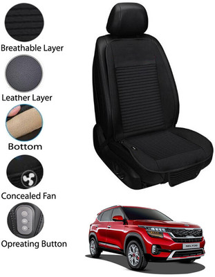 AYW Leather Seating Pad For  Kia Universal For Car(Front Seat Black)