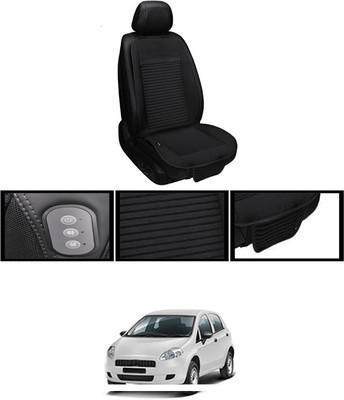 RKPSP Leather Seating Pad For  Fiat Punto(Front, Back Black)