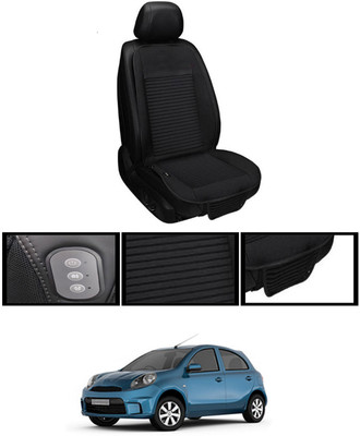 MSNP Leather Seating Pad For  Nissan Micra Active(Front seats, Black Seat Black)