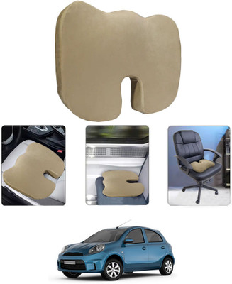 MATIES Leather Seating Pad For  Nissan Micra Active(All Vehicle, Wheel Chair, Office, Travel, Home, Study Table Black Beige)