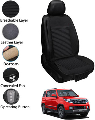 MATIES Leather Seating Pad For  MAHINDRA TUV 300(Front Seat Black)