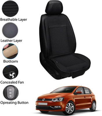 MATIES Leather Seating Pad For  Volkswagen Polo(Front Seat Black)