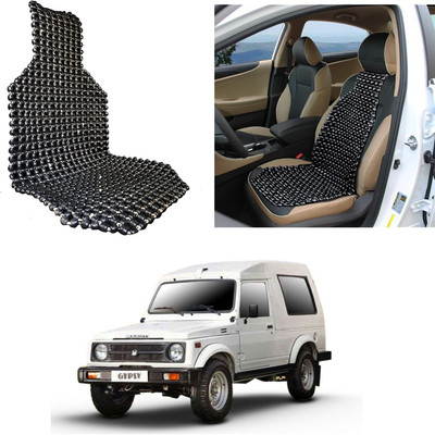 Oshotto Wooden Bead Seating Pad For  Maruti Suzuki Gypsy(Front Seats Black)