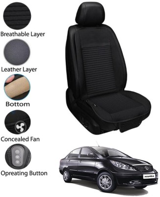 AYW Leather Seating Pad For  Tata Manza(Front Seat Black)