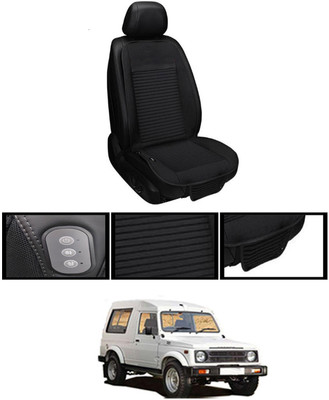MSNP Leather Seating Pad For  Maruti Suzuki Gypsy King(Front seats, Black Seat Black)
