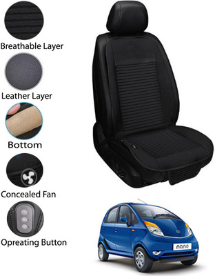 MATIES Leather Seating Pad For  Tata Nano(Front Seat Black)