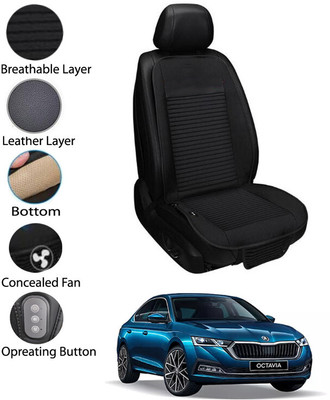 AYW Leather Seating Pad For  Skoda Octavia(Front Seat Black)