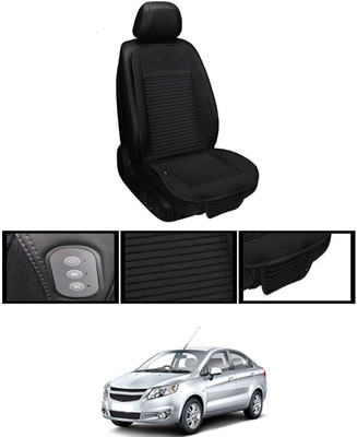 MSNP Leather Seating Pad For  Chevrolet Sail(Front seats, Black Seat Black)