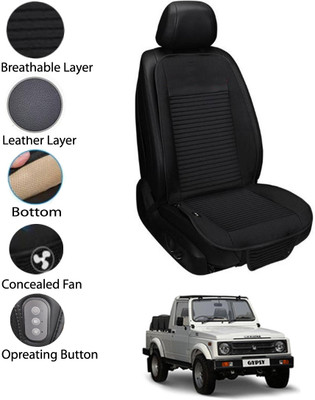 MATIES Leather Seating Pad For  Maruti Suzuki Gypsy King(Front Seat Black)